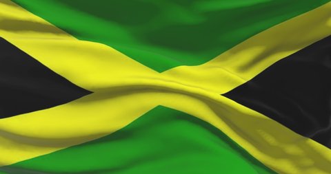 Jamaican national flag footage. Jamaica waving country flag on wind