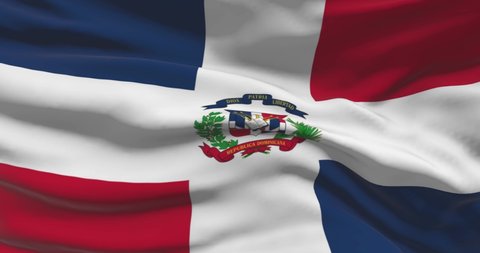 Dominican Republic national flag footage. Dominican Republic waving country flag on wind