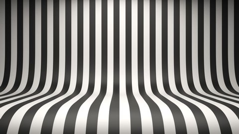 Studio background with black and white stripes. Seamless loop. 3d rendering