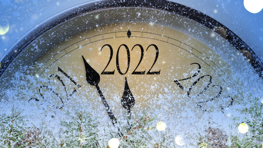 Countdown to midnight. Retro style clock counting last moments before Christmas or New Year 2022 | Shutterstock HD Video #1079421461