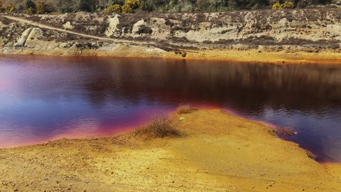 Cornish Mars - Coloured And Hazardous Waters Of Wheal Maid Tailings From Mining In Cornwall, England. - wide panning