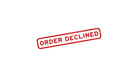 Grunge red order declined word rubber stamp zoom on white  background