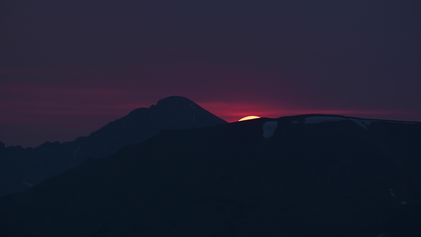 Sun Sets Below Horizon In Rocky Mountain National Park