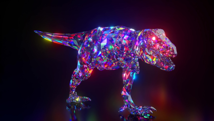Collection of diamond animals. Walking dinosaur. Nature and animals concept. 3d animation of a seamless loop. Low poly Royalty-Free Stock Footage #1079441837
