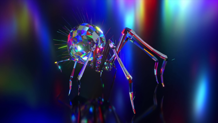 Collection of diamond animals. Crawling spider. Nature and animals concept. 3d animation of a seamless loop. Low poly Royalty-Free Stock Footage #1079441867
