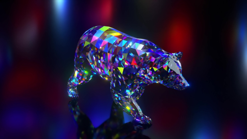 Collection of diamond animals. Walking bear. Nature and animals concept. 3d animation of a seamless loop. Low poly Royalty-Free Stock Footage #1079441888