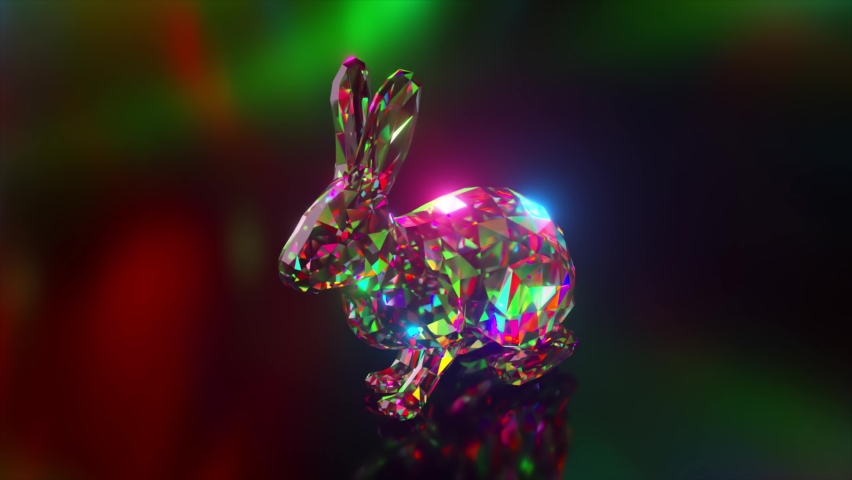 Collection of diamond animals. Jumping rabbit. Nature and animals concept. 3d animation of a seamless loop. Low poly Royalty-Free Stock Footage #1079441891