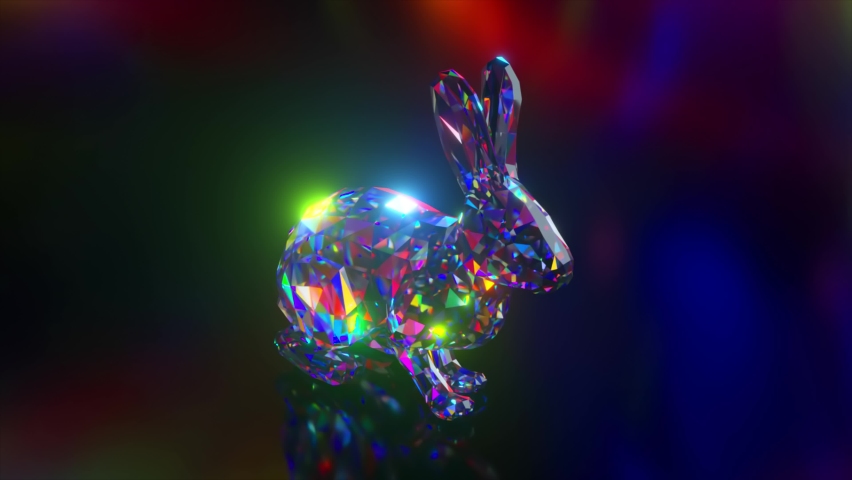 Collection of diamond animals. Jumping rabbit. Nature and animals concept. 3d animation of a seamless loop. Low poly Royalty-Free Stock Footage #1079441894