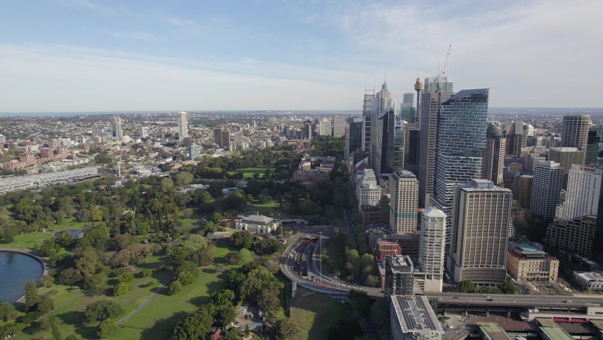 Sydney - Royal Botanic Garden - Macquarie Street Flight Royalty-Free Stock Footage #1079450615