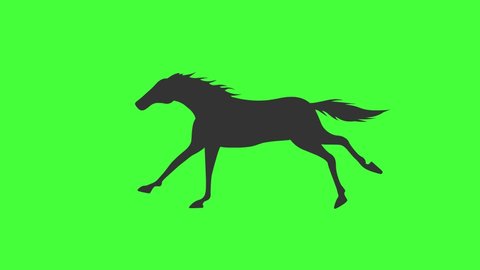 animated horse running fast with green screen background. suitable for background and icon animation