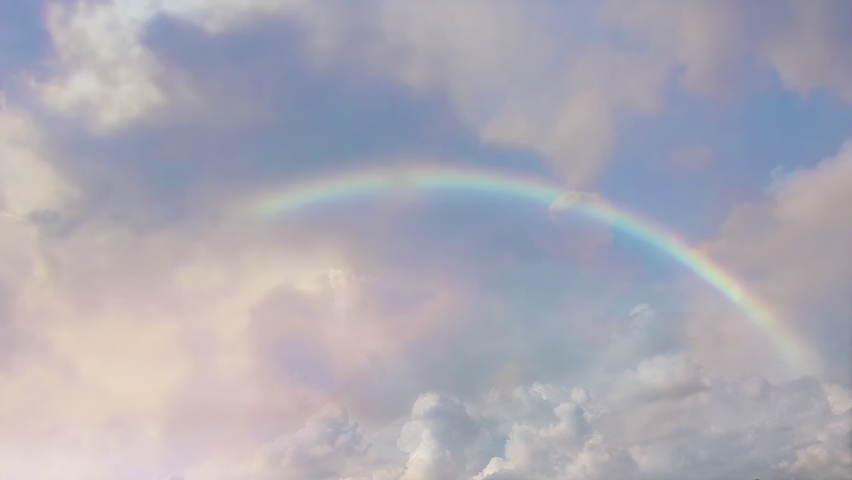 4k Time Lapse Sky and Rainbow After Beautiful Rain. Rainbow and sky. Royalty-Free Stock Footage #1079465630