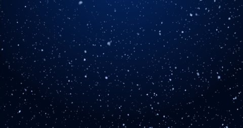 Flying snow on a dark blue background. 4K motion graphics.