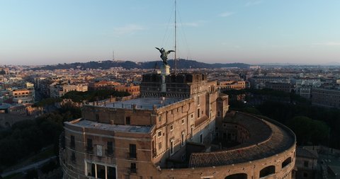 Castel Sant'Angelo and San Pietro in Rome
Panoramic aerial view of the Tiber river, its bridges and St. Peter's, Vatican City.