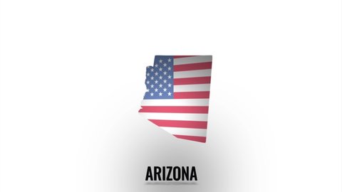 3d creative Arizona state lettering isolated on white. 3d Arizona state. USA. United States of America. Text or labels Arizona with silhouette