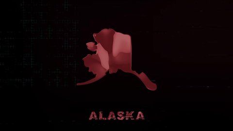 Alaska state lettering with glitch art effect. Alaska state. USA. United States of America. Text or labels Alaska with silhouette