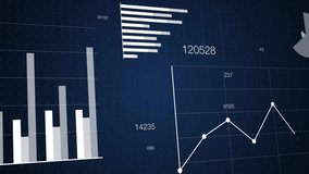 Financial charts animation background. 4k 60 fps video of abstract business key performance indicators (KPI) and metrics graphs for finance, accounting, consulting, analytics, investment, marketing.