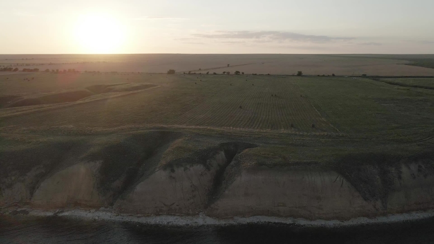 cape tarkhankut to Crimea by drone at sunset