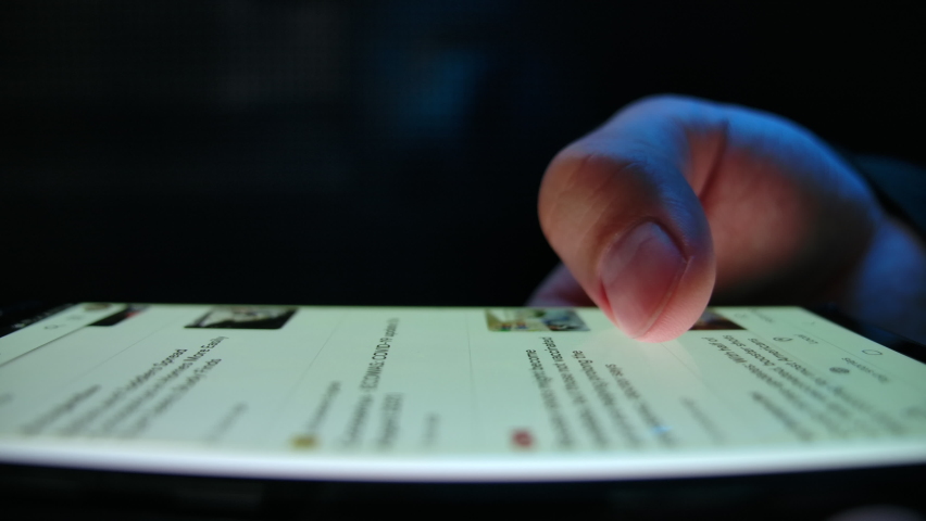 Adult Man Watching and Read News on Smartphone Close-up. Casual Male Browse Web Page or App Magazine Portal. Look Financial or Medical Feed Journal in Hand Phone. Daily Publication Document on Site 5g - Powered by Shutterstock - Get 15% off with code: PIKWIZARD15