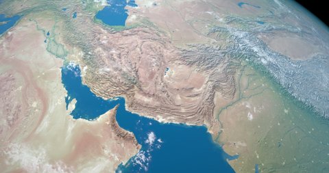 Gulf of Aqaba in planet earth, aerial view from outer space