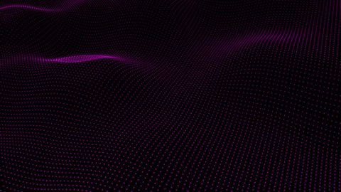 Abstract digital wave dots flow. Purple liquid waves corporate abstract motion background. Seamless loop. Abstract noise dark motion. Colorful particles wave. Futuristic technology animation VJ, 4K