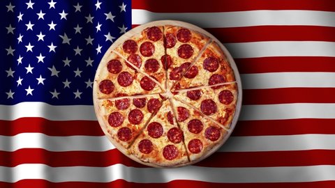 Pepperoni Pizza Video American Flag Waving Stock Footage Video (100% ...