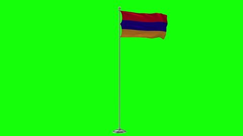 Armenia 3D Illustration Of The Waving flag On a Pole With Chroma key
