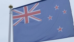 Ungraded: National flag of Australia on the flagpole. Australian official flag waving in the wind. Ungraded H.264 from camera without re-encoding.