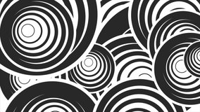 Abstract minimal geometric motion background with black and white circles. Seamless looping. Video animation Ultra HD 4K 3840x2160