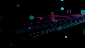 Blue purple neon minimal lines and circles abstract motion background. Seamless looping. Video animation Ultra HD 4K 3840x2160