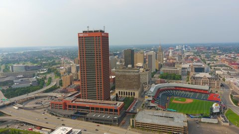 Buffalo, NY - United States - August 7, 2021: This video shows scenic views of  downtown Buffalo. 