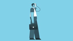 Cartoon Man with Briefcase Walking with Smartphone Call. Flat Design 2d Character Isolated Loop Animation - Powered by Shutterstock - Get 15% off with code: PIKWIZARD15