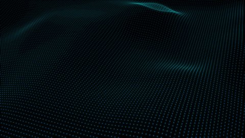 Abstract digital wave dots flow. Blue liquid waves corporate abstract motion background. Seamless loop. Abstract noise dark motion. Colorful particles wave. Futuristic technology animation VJ, 4K