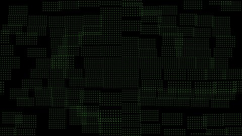 3D Abstract green cubes loop. Video game VJ isometric geometric mosaic waves pattern. Abstract geometric digital background with random motion cubes. Modern minimalistic concept. Looped 3d animation