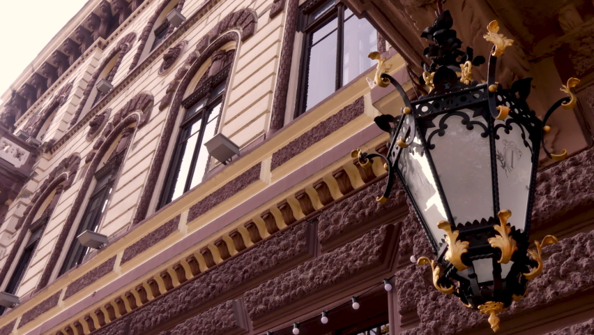 Old street lamps are a attraction and a visiting card of old Odessa. Odessa, Ukraine).