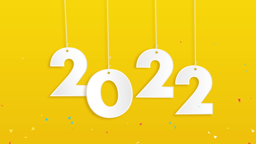 Numbers 2021 bouncing on the ropes changing to new year 2022 on colorful yellow background    Royalty-Free Stock Footage #1079581877
