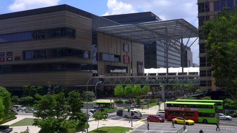SINGAPORE, SINGAPORE - Sep 09, 2021: New shopping mall, Paya Laber Quarter, Singapore  People and car traffic  Wide shot