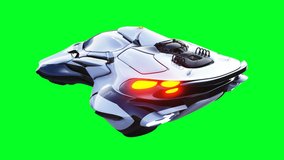 Futuristic sci fi flying car. Realistic 4k green screen animation. Isolate. - Powered by Shutterstock - Get 15% off with code: PIKWIZARD15