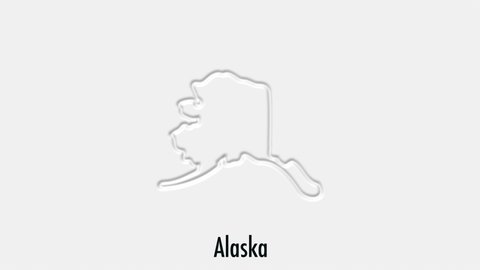 Abstract line animation Alaska State of USA on hexagon style. Alaska state. United States of America. Outline map of Alaska federal state highlighted from map of USA
