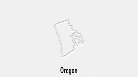 Abstract line animation Oregon State of USA on hexagon style. Oregon state. United States of America. Outline map of Oregon federal state highlighted from map of USA