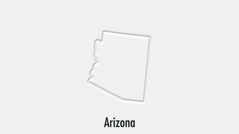 Abstract line animation Arizona State of USA on hexagon style. Arizona state. United States of America. Outline map of Arizona federal state highlighted from map of USA