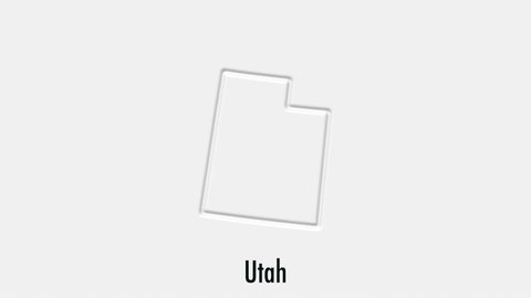 Abstract line animation Utah State of USA on hexagon style. Utah state. United States of America. Outline map of Utah federal state highlighted from map of USA