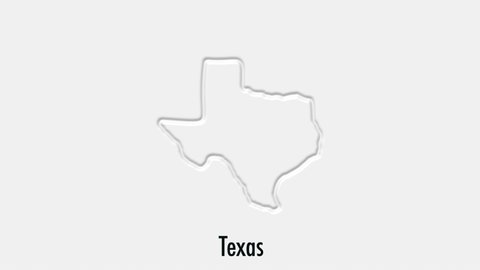 Abstract line animation Texas State of USA on hexagon style. Texas state. United States of America. Outline map of Texas federal state highlighted from map of USA