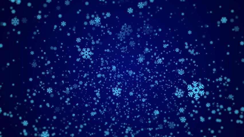 Many blue snowflakes falling down on a dark blue background Royalty-Free Stock Footage #1079589944