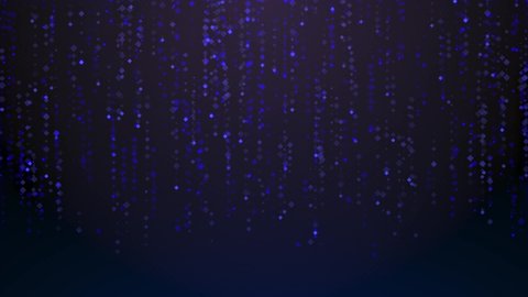 A colorful animation of shiny dots falling down on a dark bl background
