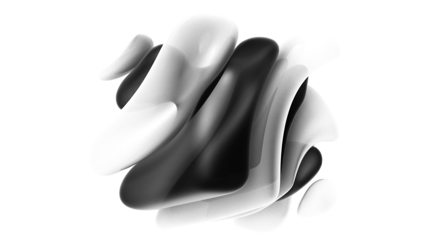 3d abstract art loop animation with surreal organic cubical object in organic curve round wavy smooth and soft bio forma in black and white translucent plastic material on isolated white background Royalty-Free Stock Footage #1079598821