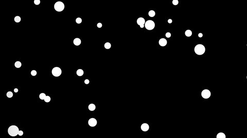 Digital animation of white circles representing bubbles,ing fast in space, isolated on black background. VJ Loops.