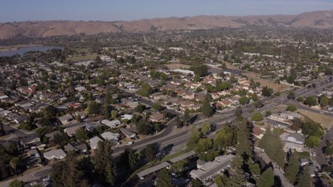 Afternoon aerial view of the city of Fremont, California, USA.