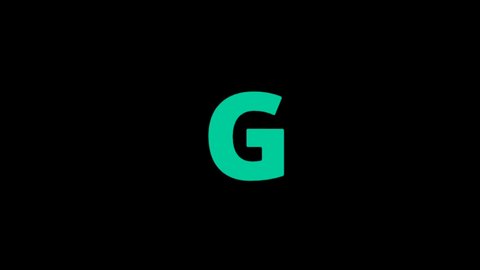 Animated letter G of the English alphabet, learning English alphabet letters. Black background with colored lines and Alphabet in the center Trailer Style