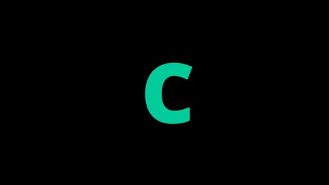 Animated letter C of the English alphabet, learning English alphabet letters. Black background with colored lines and Alphabet in the center Trailer Style