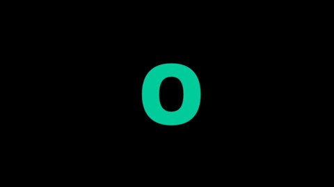 Animated letter O of the English alphabet, learning English alphabet letters. Black background with colored lines and Alphabet in the center Trailer Style